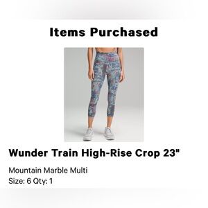 Lululemon Wunder Train high rise crop 23”